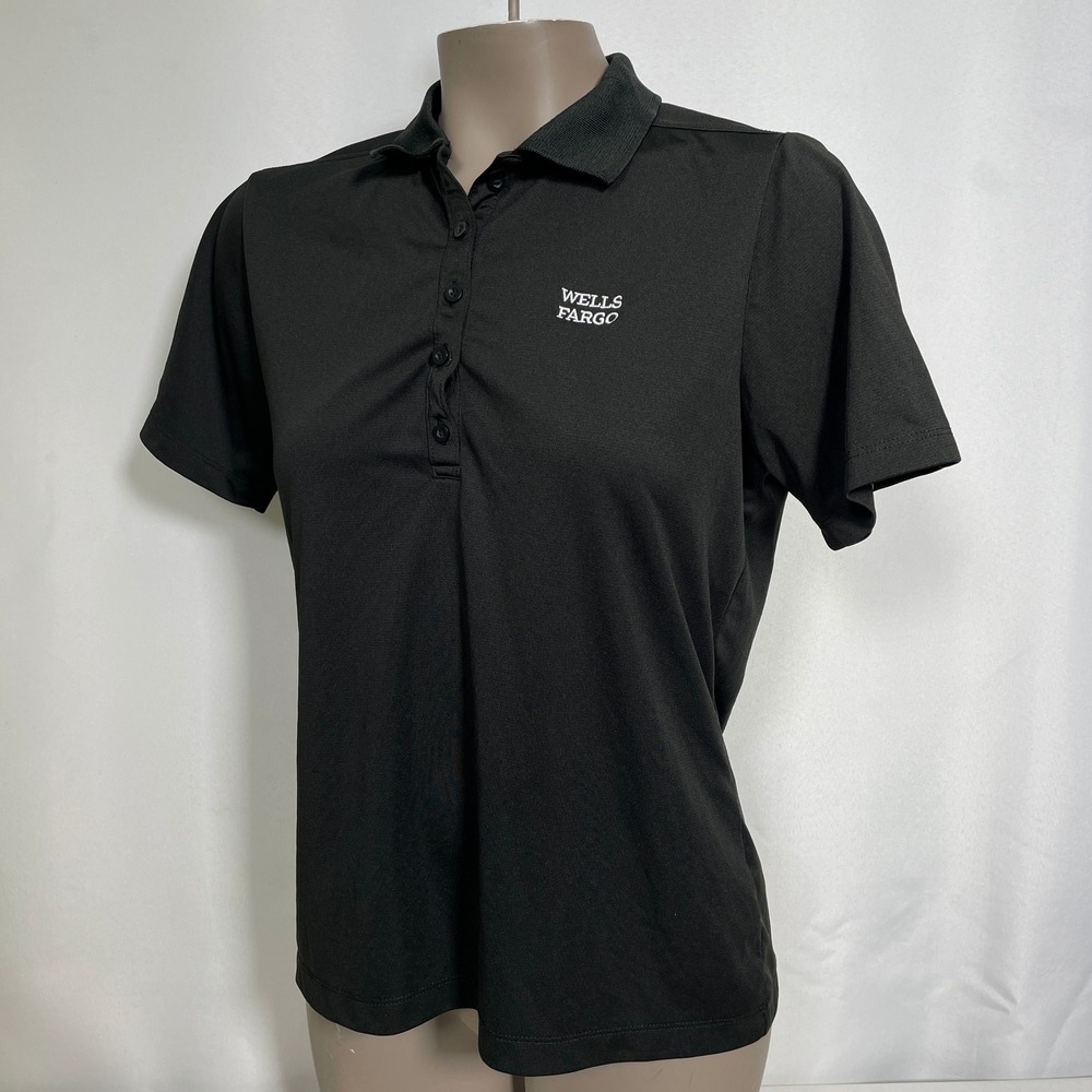 Wells Fargo Bank Employee Embroidered Black Performance Polo Shirt Women's SMALL